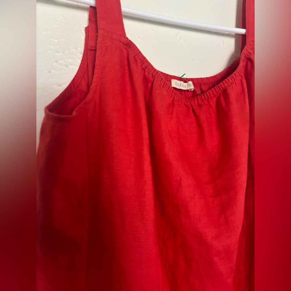 Eileen Fisher Organic Linen Red Dress Large - Picture 7 of 7